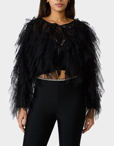 PRIMA PUFF BLACK Women's Black Tulle Shawl Jacket