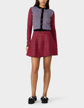 HOT IN HOUNDSTOOTH SET PINK MULTI Women's Pink and Purple Houndstooth Top and Skirt set