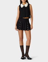 REBEL RIVET PLEATED SKIRT BLACK Women's Pleated Black Mini Skirt