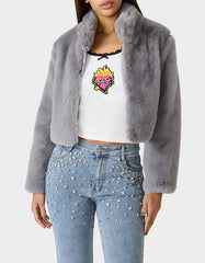 MISTY LUXE FAUX FUR GREY Women's Faux Fur Winter Jacket
