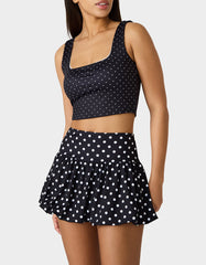 POLKA DOT PRINT CROP TOP TANK BLACK MULTI Women's Crop Top Tank Activewear and Loungewear