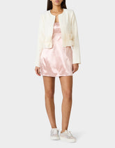 RUUFLE SOCIETY BLAZER CREAM Women's Cream Ruffle Trim Jacket