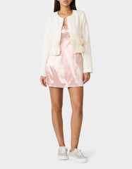 RUUFLE SOCIETY BLAZER CREAM Women's Cream Ruffle Trim Jacket