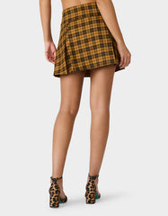 RAD PLAID SKIRT YELLOW PLAID Women's Yellow Plaid Skirt with Bow Details