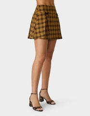 RAD PLAID SKIRT YELLOW PLAID Women's Yellow Plaid Skirt with Bow Details