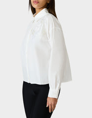 BETSEY BLOOM SHIRT OFF WHITE Button-Down Collar Floral Long-Sleeve Shirt