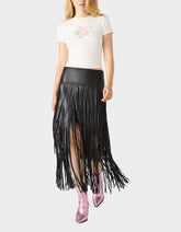MIDNIGHT RODEO SKIRT BLACK Women's Fringe Maxi Skirt