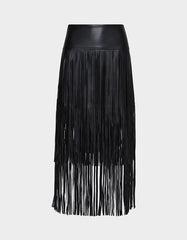 MIDNIGHT RODEO SKIRT BLACK Women's Fringe Maxi Skirt