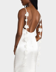 THREAD OF ROSES DRESS WHITE White Maxi Dress with Floral Detailing
