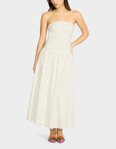 AMALIA STRAPLESS MAXI DRESS BLACK WHITE POLKA DOT Women's Dress