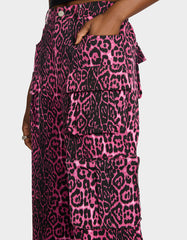 AMI CARGO PANTS PINK Women's Wide-Leg Cargo Denim Pant