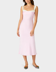 SWEET DAYDREAM DRESS PETAL Women's Pink Midi Dress with Bow