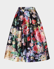 BOTANQUE SKIRT BLACK Women's Floral Midi Skirt