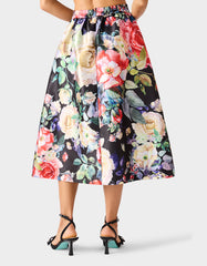 BOTANQUE SKIRT BLACK Women's Floral Midi Skirt
