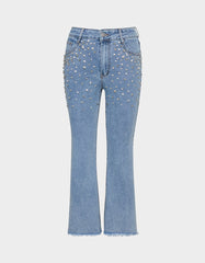 JEWELED JEANS Women's Rhinestone Embellished Denim Jeans