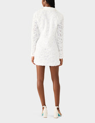 ROSETTE BLAZER DRESS WHITE Women's White Blazer Dress with Rose Sequin Details