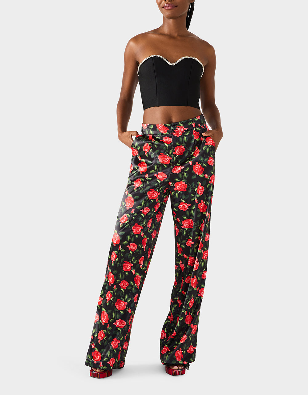 POWER BLOOM PANT BLACK Women's Black Red Floral Pant