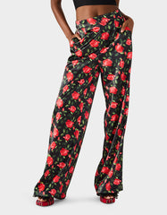 POWER BLOOM PANT BLACK Women's Black Red Floral Pant