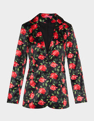 POWER BLOOM BLAZER BLACK Women's Black Red Floral Blazer