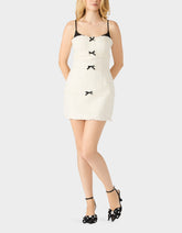 TWEED COMBO DRESS OFF WHITE Women's Tweed Bow Mini Dress