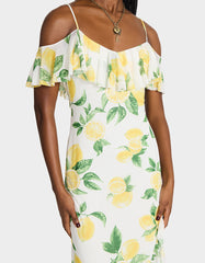 LIMONCELLO NIGHTS DRESS LEMON Print Flowy Maxi Women's Dress