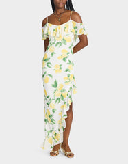 LIMONCELLO NIGHTS DRESS LEMON Print Flowy Maxi Women's Dress