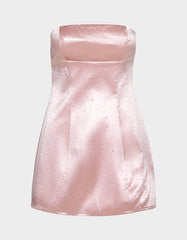 CONTOUR SPARKLE DRESS BLUSH Women's Pink Blush Rhinestone Strapless Mini Dress