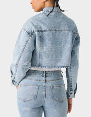 SPARKLE DENIM JACKET Women's Long-Sleeved Denim Rhinestone Jacket