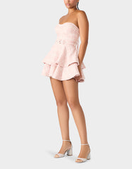 BELTED TWEED DRESS POWDER PINK Women's Strapless Croset Dress