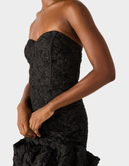 DRESSED TO FRILL DRESS BLACK Women's Strapless Black Floral Mini Dress