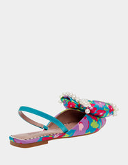 CAMILO TEAL MULTI Floral Slingback Flats