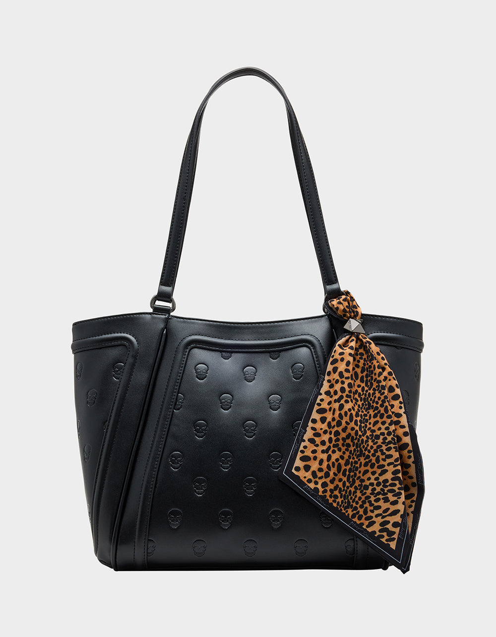 SKULLICIOUS TOTE WITH SCARF BLACK Women's Black Skull Tote Handbag