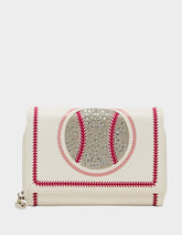 GRAND SLAM WALLET ON CHAIN CREAM Women's Baseball-Themed Rhinestone Embellished Wallet on Chain Crossbody Handbag
