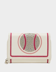 GRAND SLAM WALLET ON CHAIN CREAM Women's Baseball-Themed Rhinestone Embellished Wallet on Chain Crossbody Handbag