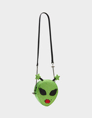 OUT OF THIS WORLD BUNDLE Women's Rhinestone Alien Crossbody Handbag and Wallet Set