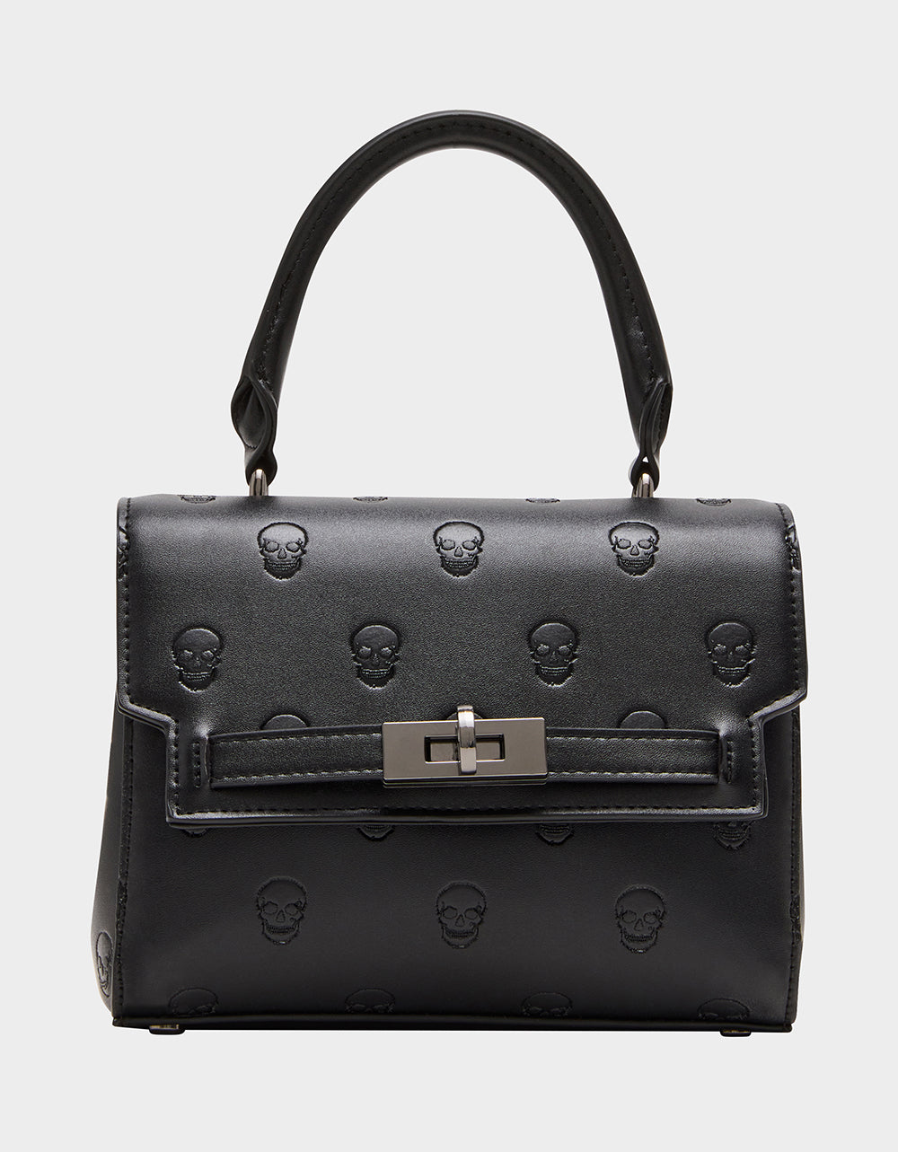 SKULLICIOUS TOP HANDLE BLACK Women's Black Skull Top Handle Handbag with Crossbody Strap