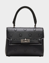 SKULLICIOUS TOP HANDLE BLACK Women's Black Skull Top Handle Handbag with Crossbody Strap