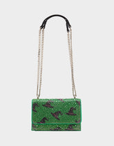 HATS OFF CONVERTIBLE RHINESTONE GREEN Women's Rhinestone Embellished Sparkly Witch Hat Crossbody Halloween Handbag