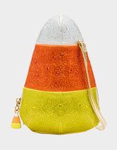 KITSCH ME SO CORNY MULTI Women's Halloween-Themed Candy Corn Rhinestone Embellished Crossbody Handbag