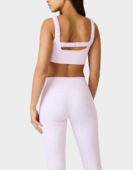 GINGHAM PRINT BRA TOP PINK MULTI Women's Activewear Pink Gingham Bra Top