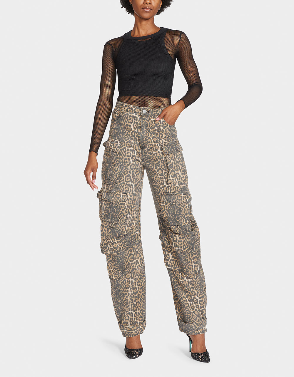 BARREL CARGO PANTS LEOPARD Women's Animal Print Pants
