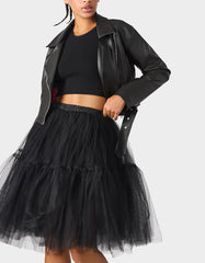 REBEL ROSE JACKET BLACK Women's Leather Long-Sleeved Jacket