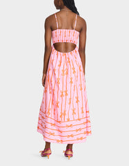JORDY MAXI DRESS PINK MULTI Women's Flowy Bow Print Maxi Dress
