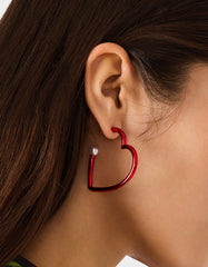 HEART HOOP EARRINGS RED Women's Valentine's Day Heart Hoop Earrings