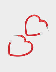 HEART HOOP EARRINGS RED Women's Valentine's Day Heart Hoop Earrings