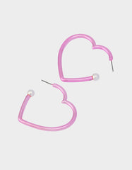 HEART HOOP EARRINGS PINK/WHITE Women's Valentine's Day Heart Hoop Earrings