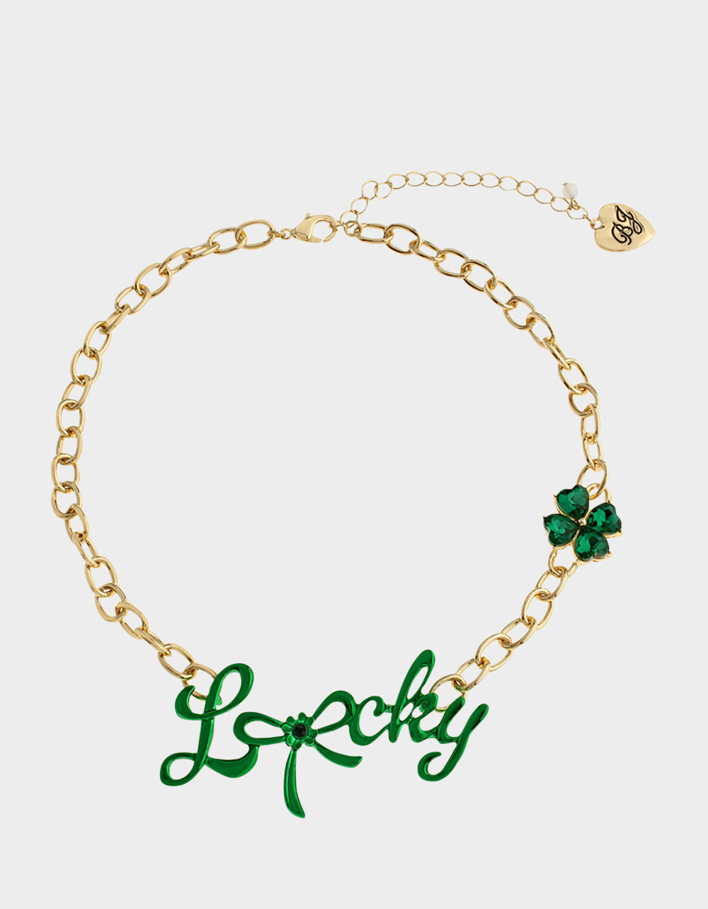 LUCKY FRONTAL NECKLACE GREEN Women's St. Patrick's Day Bib Necklace