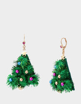 PLUSH TREE DROP EARRINGS FIR GREEN Women's Christmas-Themed Tree Drop Earrings