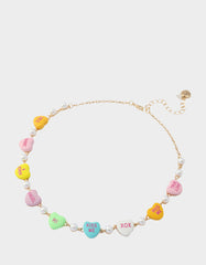 SWEETHEART COLLAR NECKLACE MULTI Women's Valentine's Day Candy Hearts Necklace