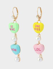 SWEETHEART LINEAR EARRINGS MULTI Women's Valentine's Day Candy Hearts Earrings